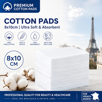 Vente en gros de tampons de coton pour le visage de la marque Jiaxin, 8x10 cm, 100% coton, doux et absorbants, 1 couche, 200 pièces, sac à cordon en vrac, modèle OEM JX0810