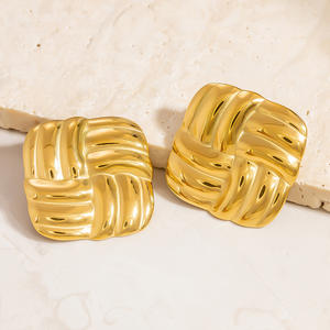 Geometric Stud <b>Earrings</b> Gold Silver Titanium Steel Ear <b>Posts</b> For Women Fashion Jewelry - Product Image 4
