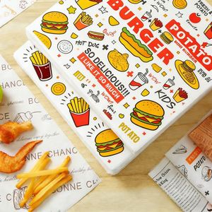Emballage alimentaire personnalisé avec logo imprimé, résistant à l'huile, papier à hamburger, papier à sandwich biodégradable blanc résistant à la graisse - Product Image 1