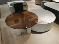 Table centrale moderne et faible en acier inoxydable, cercles en marbre, blanc, table de café, set de meuble avec tiroirs, vente en gros, nouveaux produits