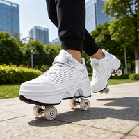 Chaussures à roulettes transformables pour enfants, quatre roues, unisexe, garçons et filles, roues en TPU, semelle extérieure en caoutchouc, tige en microfibre