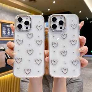 Funda para Teléfono con Corazón Plateado Electrochapado para iPhone 15 Pro Max, Accesorios para Teléfono Elegantes y Protectores para iPhone 16 Pro Max 16e - Product Image 1