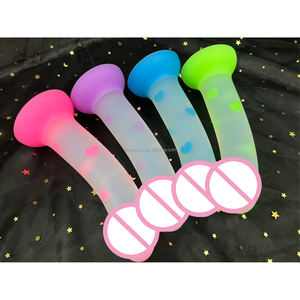 Fabrik Direkt verkauf Glow in the Dark Liebes herzen Weicher Silikon dildo Buntes Sexspielzeug für Frauen Spielzeug für Erwachsene - Product Image 4
