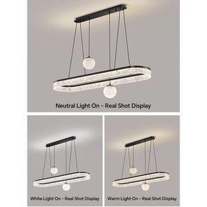 Lustre moderne de luxe rectangulaire en acrylique avec lumières sphériques pour salle à manger, cloche botanique, éclairage décoratif - Product Image 4