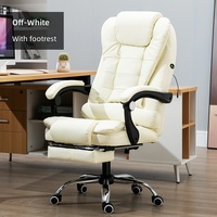 Fauteuil de bureau exécutif moderne en cuir véritable à dossier haut, inclinable et réglable, avec repose-pieds, pivotant, pour bureau à domicile et chambre