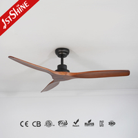 Ventilateur de plafond 1stshine pour projet hôtelier, 52 pouces, pales en bois massif, avec commande intelligente par application