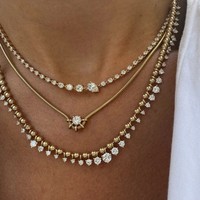 Collier Pendentif Vintage Européen-Américain en Cuivre avec Chaîne Bambou et Zircon, Motif Étoile Explosive et Serpent en Y, Style Robuste