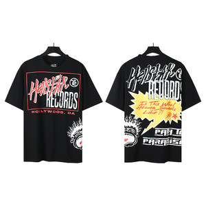 T-shirt Hell de qualité supérieure 100 % coton, streetwear, coupe oversize, épaules tombantes, manches courtes, imprimé vintage étoile pour <span class=keywords><strong>homme</strong></span> - Product Image 6