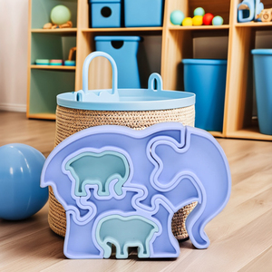 Tùy chỉnh phim hoạt hình 3D Elephant DIY đồ chơi unisex bé Silicone câu đố cho giáo dục sớm EN71 chứng nhận ghép hình câu đố cho chàng trai cô gái - Product Image 3
