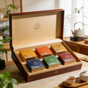 Kotak Hadiah Teh Mewah Kustomisasi Kertas Seni Premium & Kertas Spesial dengan Logo Timbul - Product Image 1