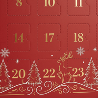 Calendrier de l'Avent Classique Rouge 24 Jours, Boîte en Carton Perforé pour Emballage Cadeau de Bonbons, Bijoux, Vente au Détail de Fêtes