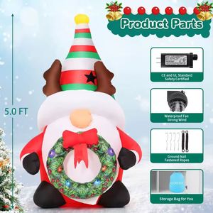Gnome gonflable en PVC de 5 pieds personnalisé en gros avec guirlande, décorations pour la fête des Saints, lumières LED - Product Image 6