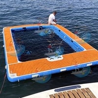 Piscine flottante gonflable de 15 pieds avec filet zippé, enclos de sécurité robuste anti-requin pour la baignade en mer et une utilisation portable