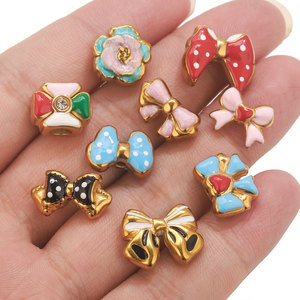 Enamel Bowknot Beads Bouquet | 18K Gold Plated Ribbon Bow Charm for DIY <b>Bracelet</b> Necklace & Jewelry Making | Waterproof, Durable - Product Image 5