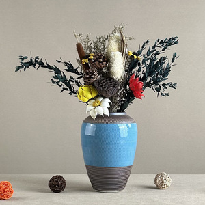 फूलों के लिए हस्तनिर्मित नीले हरे रंग का सिरेमिक <span class=keywords><strong>vase</strong></span> शादी के टेबलटॉप गार्डन आधुनिक प्राचीन युग - Product Image 3