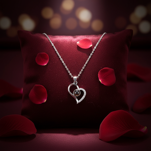 Collana con Cuore in Rame Personalizzata per Donne e Ragazze, Proiezione '<span class=keywords><strong>Ti</strong></span> <span class=keywords><strong>Amo</strong></span>' in 100 Lingue, Ciondolo Regalo - Product Image 1