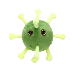 3311น่ารักสีเขียว/สีน้ำตาลรูปร่างลูกจุลินทรีย์ของเล่นตุ๊กตาเด็กการศึกษาเกมตกแต่งบ้าน Microbe ยัดของเล่น