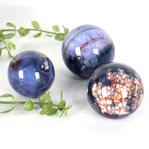 Factory Discount Blue Sakura Agate Sphere Natural <b>Crystal</b> Flower Agate <b>Ball</b> Polished Technique - Product Image 2