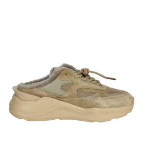 Sabots pour femmes Fuga Mule en daim beige avec doublure en fausse fourrure - Product Image 4