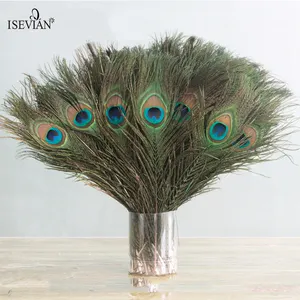 ISEVIAN 25-30 cm Natural Peacock Feathers Centerpiece For Sale Wedding and Home Decoration