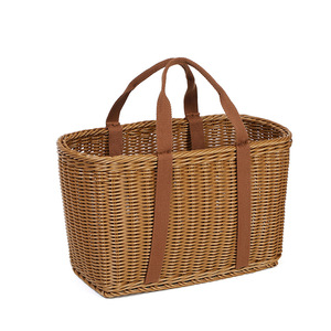 Cesto portaoggetti rettangolare in PP effetto rattan stile giapponese con manici per snack, pane, giocattoli e organizzazione cassetti <span class=keywords><strong>bagno</strong></span> - Product Image 6