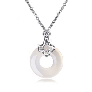 Collares con Colgante de Jade Hetian en Plata S925, Diseño Minimalista y Elegante Estilo Chino, para Mujeres y Niñas, Marca Dylam - Product Image 1