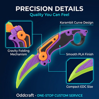 Couteau Karambit Carotte à Griffe de Gravité Imprimé en 3D Personnalisé, Mini Jouet Pliant Anti-stress, Gadget EDC pour Bureau et École Oddcraft 14+