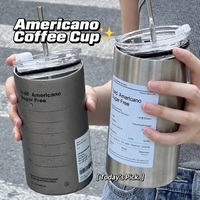Gobelet à café isotherme en acier inoxydable 304 à double paroi, réutilisable, avec couvercle à paille, 320 ml et 600 ml, pour le bureau et les voyages
