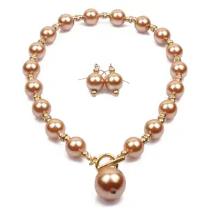 T6090 Großhandel Frauen Perlen Schmuck Set Braut schmuck Sets Perlen Halskette und Ohrringe Set