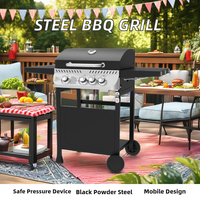 Barbecue de table en acier facile à assembler Barbecue au gaz propane avec revêtement en poudre pour usage domestique pour les fêtes Rôtisserie