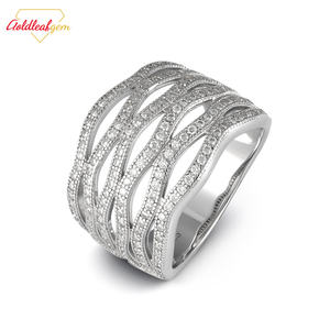 แหวนทองคำเปลวประดับเพชรโมอิสซาไนต์ทรงกลมขนาด 1 มม. 2 มม. 3 มม. เงินแท้ S925 คุณภาพ D VVS ขายดี - Product Image 1