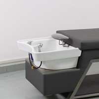 Lit de lavage de cheveux de style thaïlandais Fuying Beauty Salon, personnalisé en cuir PU, avec tabouret