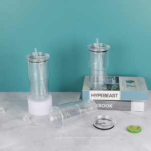Gobelets en plastique transparents réutilisables sans BPA de 17 oz pour boules de neige, gobelets en acrylique à <span class=keywords><strong>double</strong></span> paroi pré-perforés pour artisanat DIY et paillettes - Product Image 2