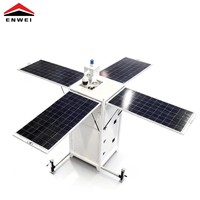Tour de surveillance mobile solaire hors réseau avec mât de levage manuel de 6 m et onduleur de 1 kW, unité de surveillance de sécurité certifiée CE