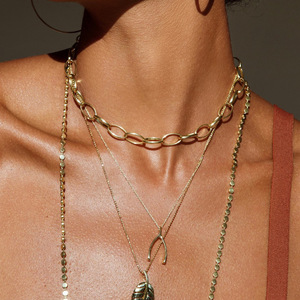 สร้อยคอจี้รูปกระดูกขอพรวันขอบคุณพระเจ้า ทอง 18K สแตนเลสสตีล ดีไซน์เรขาคณิต สำหรับผู้หญิง เครื่องประดับแฟชั่น - Product Image 2