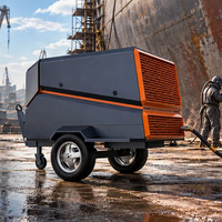 Compresseur d'air diesel portable 55 kW 10 bars, compresseur à vis rotatif remorquable pour le sablage industriel et le nettoyage de surfaces