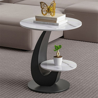 Table basse de salon de luxe avec 2 tiroirs de rangement, design moderne en métal et plateau en marbre, conception durable