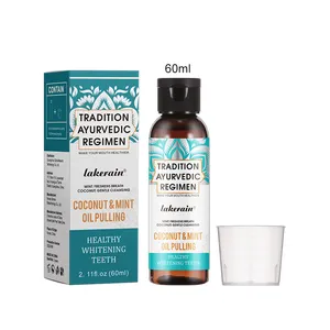 Linho bucal líquido de coco para a saúde oral, 60ml, 100ml, 200ml, 250ml, óleo de hortelã-pimenta, limpeza bucal sem álcool e flúor