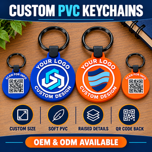 Porte-clés en PVC souple personnalisé avec code QR double face OEM ODM, logo d'entreprise personnalisé - Product Image 4