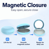 Boîte de rangement compacte pour aligneurs, avec fermeture magnétique, miroir intégré, étui dentaire portable pour les déplacements