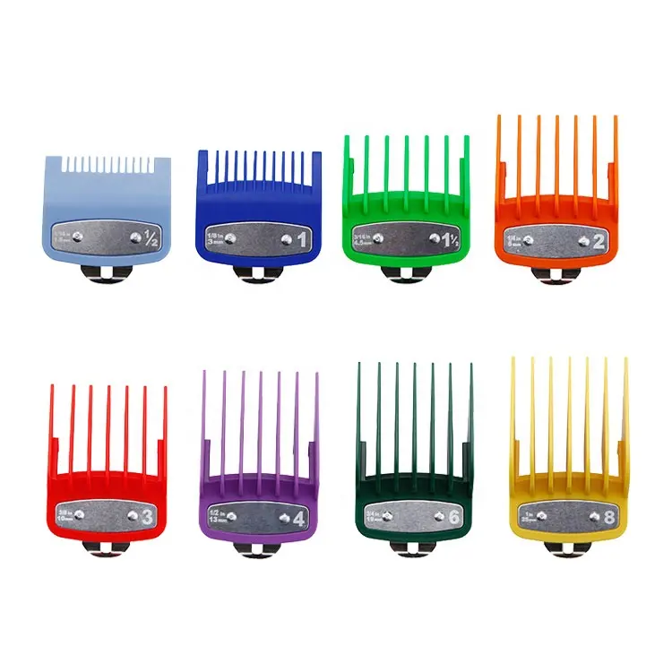 AliExpress Barber 8 Color Hair Clipper Guide Guards Salon 8 sizes Metal Clip Trimmer Accessories Colorful Limit Comb