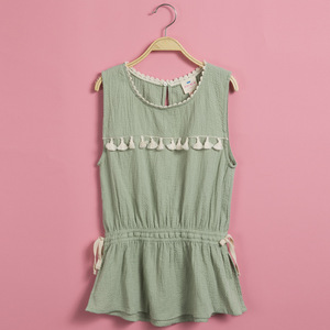 เสื้อยืด OEM สำหรับเด็กผู้หญิง แบบไม่มีป้าย คอกลม มีสายรัดเอว พร้อมส่ง - Product Image 4