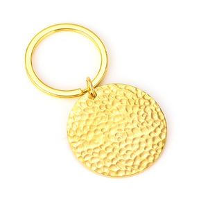 <span class=keywords><strong>Portachiavi</strong></span> Rotondo in Acciaio Inox con Texture Martellata, Personalizzabile, Placcato Oro, Semplice e Trendy, Ideale come Regalo - Product Image 6