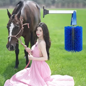 Factory Yellow Nylon Bristles Cow Massage Brush Vertical Automatic Rotating Induction Livestock Cleaning Cow Brush