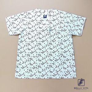 BELL VITA marque 100% haut de gommage en coton avec des uniformes d'hôpital sans effort de conception d'os de chien sérigraphiés blancs - Product Image 3