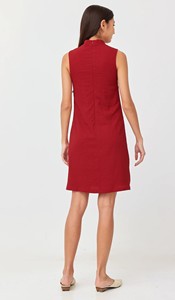 <span class=keywords><strong>Robe</strong></span> <span class=keywords><strong>de</strong></span> maternité et d'<span class=keywords><strong>allaitement</strong></span> rouge, col bateau, sans manches, coupe trapèze, longueur genou, respirante, anti-allergique, écologique, pour l'été - Product Image 6