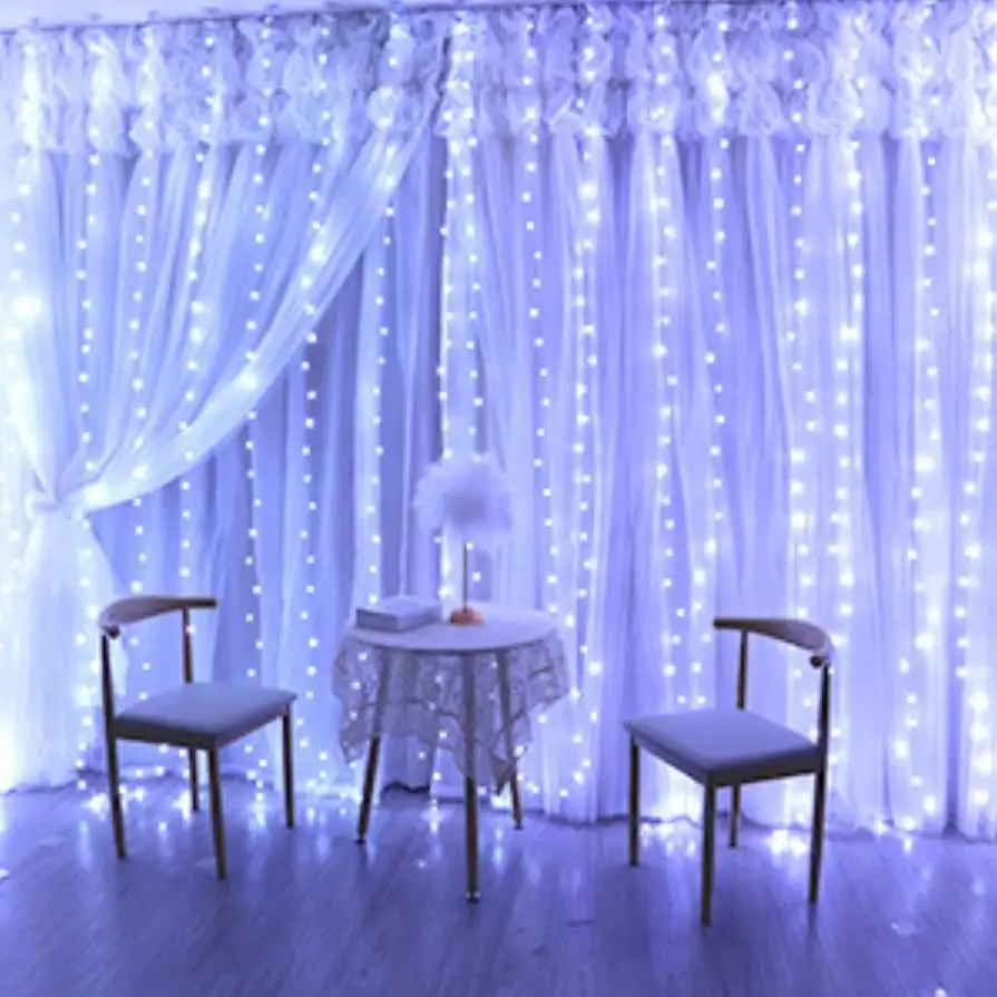 Led Curtain String Lights Fairy Icicle Waterfall Lights Copper Wire Christmas Wedding Decoration light With 8 Modes