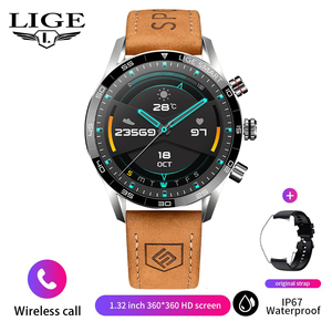 Smartwatch BW0408 in Vera Pelle Marrone per Uomo, Display IPS 1.32\", Impermeabile IP67, Fitness Tracker, Risposta Chiamate, Android - Product Image 3