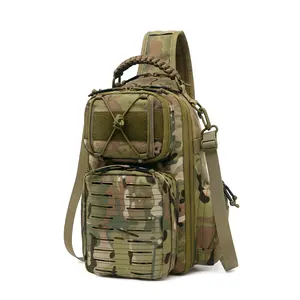 600D Nylon Tear Resistant Laser Fishing Bag Single Strap Tactical Concealed Carry Sling Backpack with Fishing Rod Holder