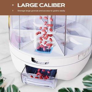 Food Grain Storage Container <b>Large</b> Capacity 6-Grid Rice Dispenser BPA-free Eco-friendly Lacquer Space Saving Food Packaging - Product Image 4